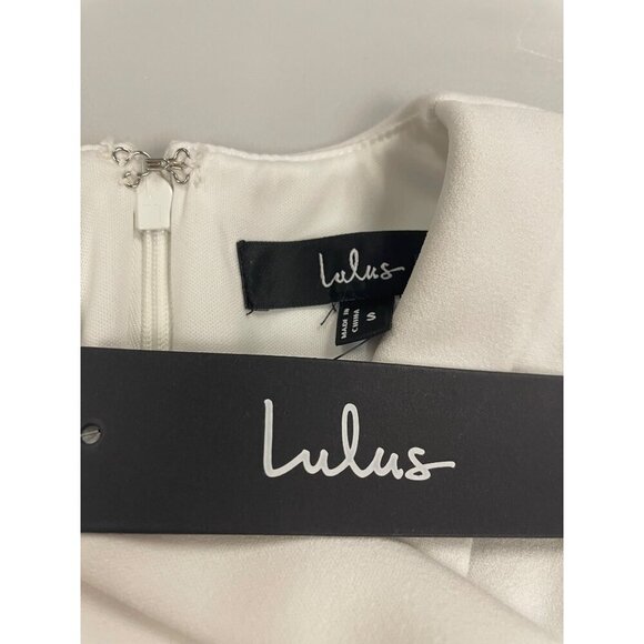 Lulus Halter Sheath Dress Crisscross Neck White Size Small Zip New - Picture 8 of 8